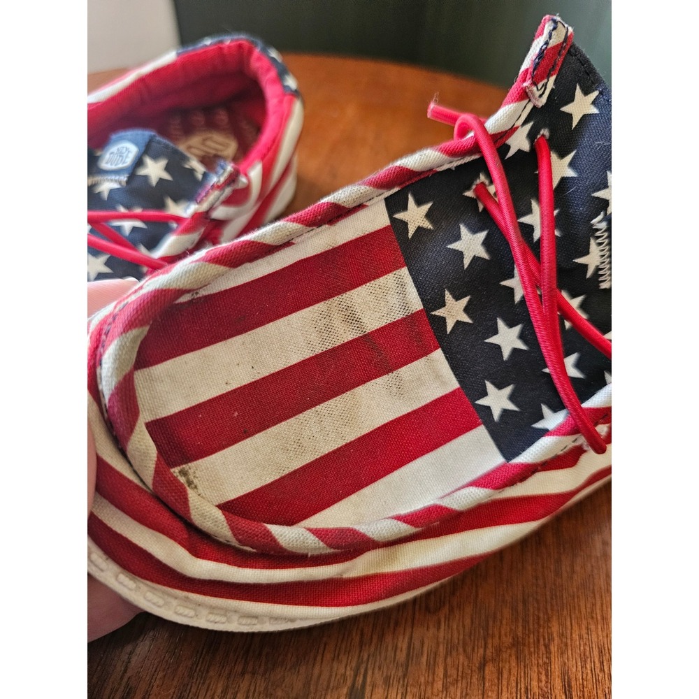 Hey Dude Wally Youth Americana American Flag Shoes Kids J5 Red White Blue 41164 - Picture 4 of 9